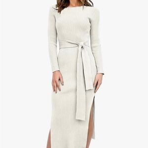 White midi sweater dress